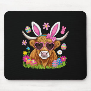 Easter Day Cow Cute Easter Bunny Farmer Women Kids Mouse Pad