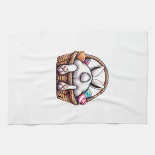 Easter Day Cute Bunny Basket Hunting Chocolate Egg Kitchen Towel