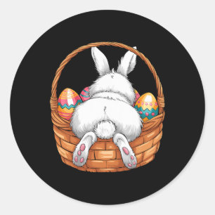 Easter Day Cute Bunny Bysket Hunting Chocolate Egg Classic Round Sticker
