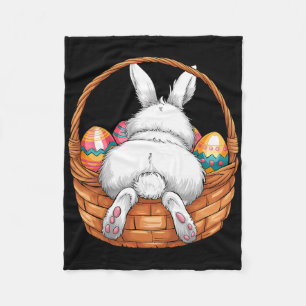 Easter Day Cute Bunny Bysket Hunting Chocolate Egg Fleece Blanket