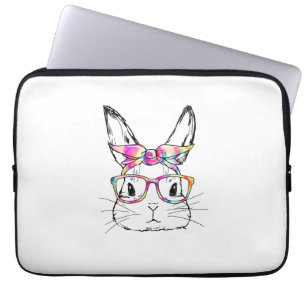 Easter Day Cute Bunny Face Tie Dye Glasses Womens Laptop Sleeve