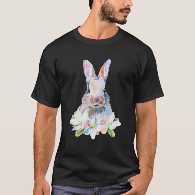 Easter Day Cute Bunny Rabbit Leopard Flower Girls T-Shirt (Front)