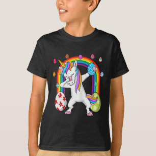 Easter Day Dabbing Unicorn Girls Kids Dab  T-Shirt