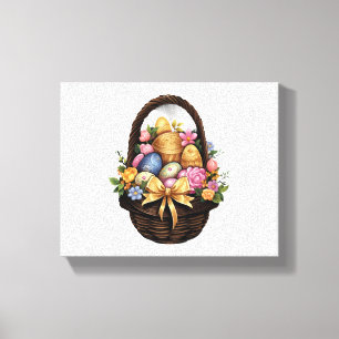 Easter Day Easter Basket Colourful Eggs Flowers  Canvas Print
