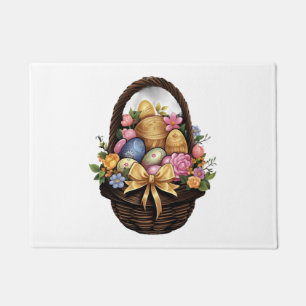 Easter Day Easter Basket Colourful Eggs Flowers Doormat