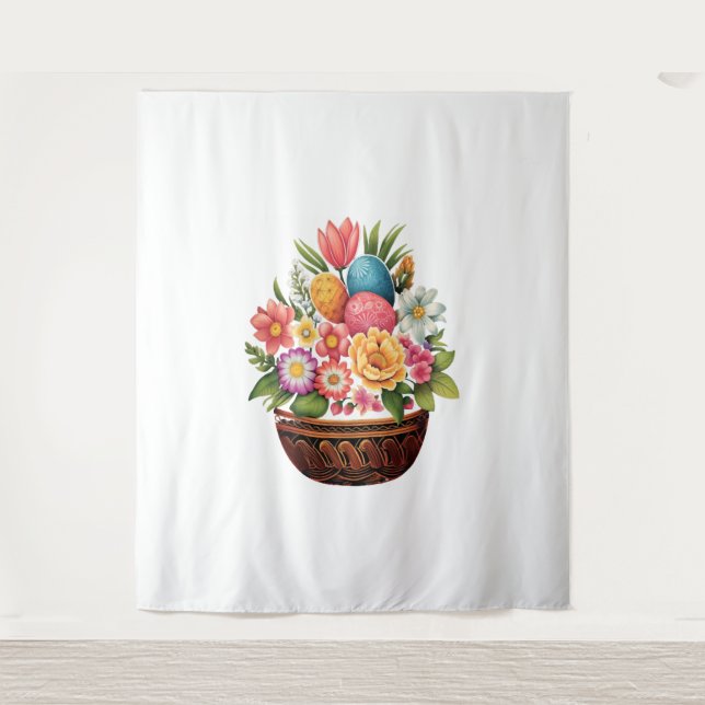 Easter Day Easter Egg Basket Spring Flowers Tapestry (Front)