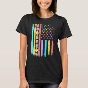 Easter Day Eggs Us American Flag Patriotic Family T-Shirt