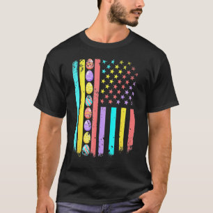 Easter Day Eggs Us American Flag Patriotic Family T-Shirt
