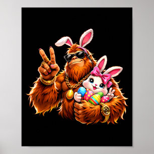 Easter Day Funny Bigfoot Bunny Easter Eggs Men Poster