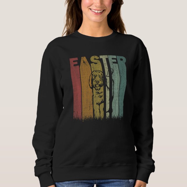 Easter Day Goldendoodle Dog Retro Graphic Easter C Sweatshirt (Front)