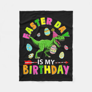 Easter Day Is My Birthday T-rex Colorful Chocolate Fleece Blanket