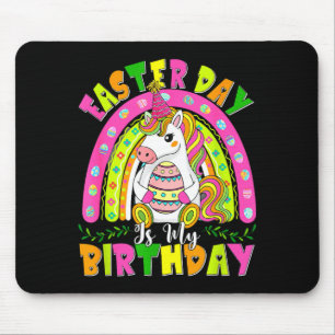 Easter Day Is My Birthday Unicorn Chocolate Eggs R Mouse Pad