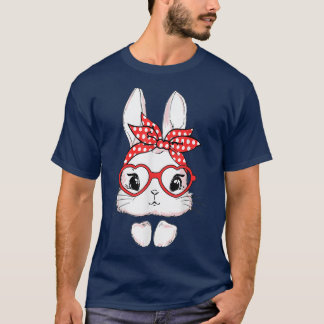 Easter Day Leopard Bunny Glasses Eggs Cute Rabbit  T-Shirt