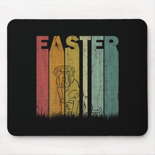Easter Day Mastiff Dog Retro Graphic Funny Easter  Mouse Pad (Front)