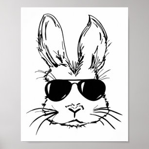 Easter Day Original Bunny Face With Sungles Men Bo Poster