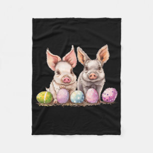 Easter Day Pig Easter Pig Bunny Ears Eggs Sket Fleece Blanket