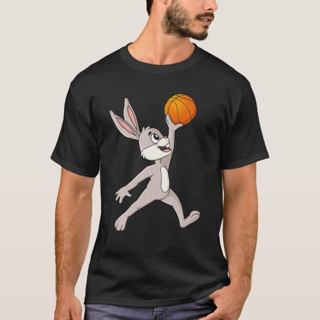 Easter Day Rabbit A Dunking Basketball T-Shirt (Front)
