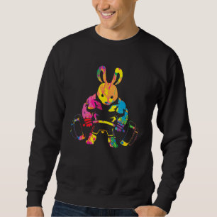 Easter Day Rabbit Weightlifting Deadlift Fitness Sweatshirt