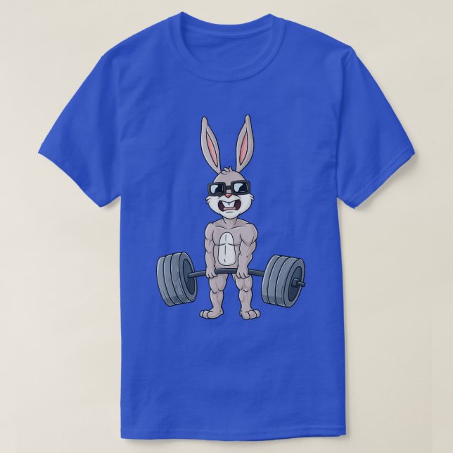 Easter Day Rabbit Weightlifting Funny Deadlift Fit T-Shirt (Design Front)