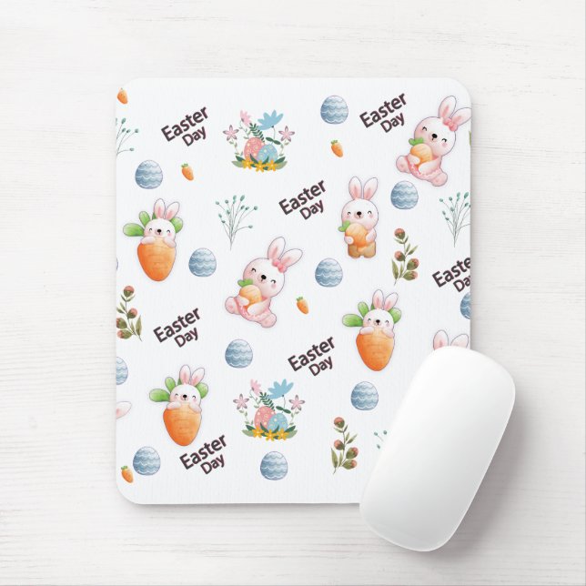 Easter Day Rabbits Pattern Mouse Pad (With Mouse)