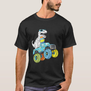 Easter Day Rex Dino Riding A Monster Truck Boys Gi T-Shirt