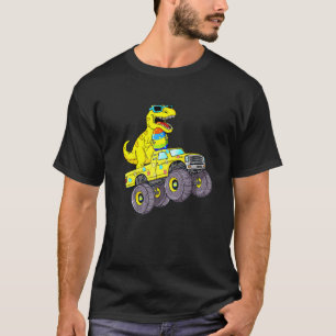 Easter Day Rex Dino Riding A Monster Truck Boys Gi T-Shirt