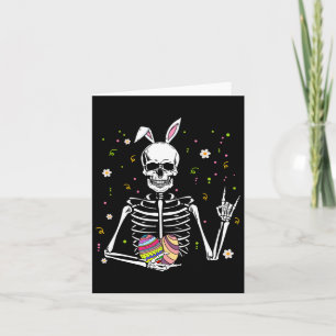 Easter Day Skull Skeleton Bunny Rock Hand Rocker B Card