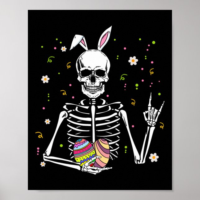 Easter Day Skull Skeleton Bunny Rock Hand Rocker B Poster (Front)