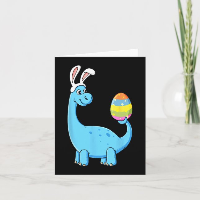 Easter Day T Rex Dino Rabbit Ears With Egg Boys Gi Card (Front)