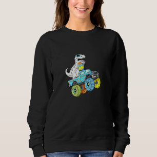 Easter Day T Rex Dino Riding A Monster At Trucks B Sweatshirt