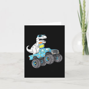 Easter Day T Rex Dino Riding A Monster Truck Boys Card