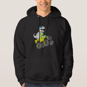 Easter Day T Rex Dino Riding A Monster Truck Boys Hoodie