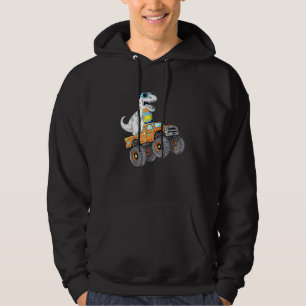 Easter Day T Rex Dino Riding A Monster Truck Boys  Hoodie