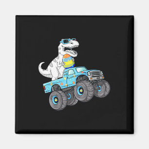 Easter Day T Rex Dino Riding A Monster Truck Boys  Magnet