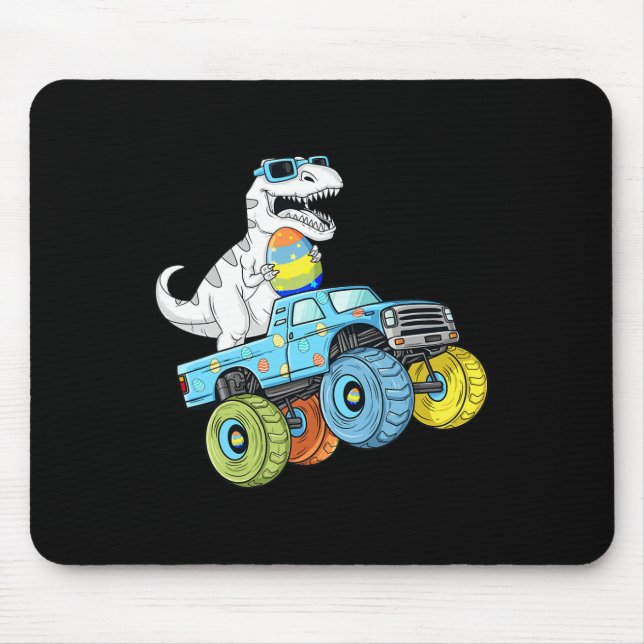 Easter Day T Rex Dino Riding A Monster Truck Boys  Mouse Pad (Front)