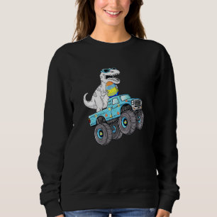Easter Day T Rex Dino Riding A Monster Truck Boys Sweatshirt
