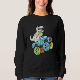 Easter Day T Rex Dino Riding A Monster Truck Boys Sweatshirt