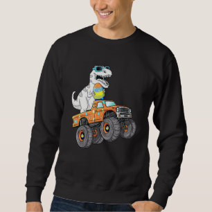 Easter Day T Rex Dino Riding A Monster Truck Boys Sweatshirt