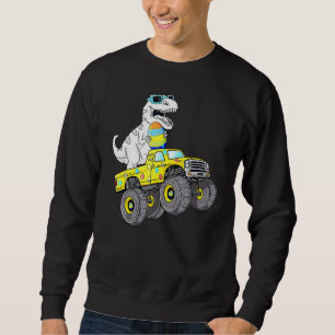 Easter Day T Rex Dino Riding A Monster Truck Boys Sweatshirt