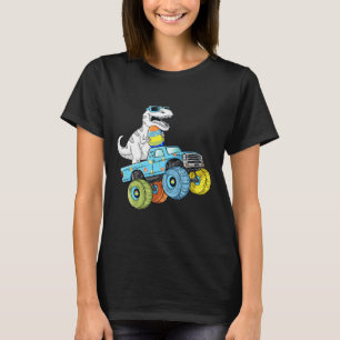 Easter Day T Rex Dino Riding A Monster Truck Boys  T-Shirt