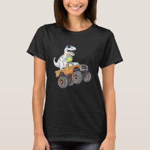 Easter Day T Rex Dino Riding A Monster Truck Boys  T-Shirt