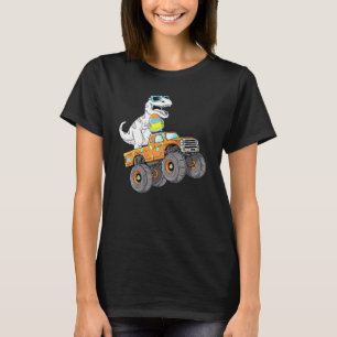 Easter Day T Rex Dino Riding A Monster Truck Boys  T-Shirt