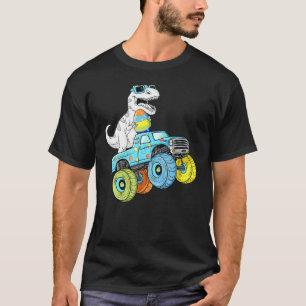 Easter Day T Rex Dino Riding A Monster Truck Boys  T-Shirt