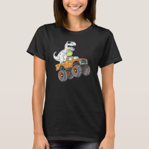 Easter Day T Rex Dino Riding A Monster Truck Boys  T-Shirt