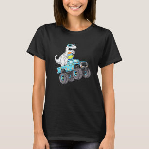 Easter Day T Rex Dino Riding A Monster Truck Boys  T-Shirt