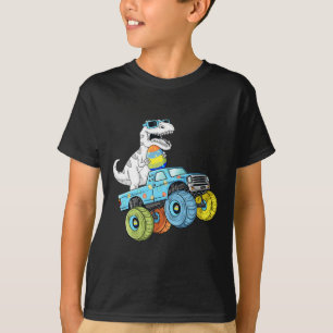 Easter Day T Rex Dino Riding A Monster Truck Boys T-Shirt
