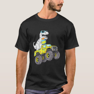 Easter Day T-Rex Dino Riding A Monster Truck Boys  T-Shirt