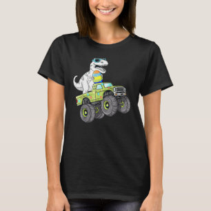 Easter Day T Rex Dino Riding A Monster Truck Boys  T-Shirt