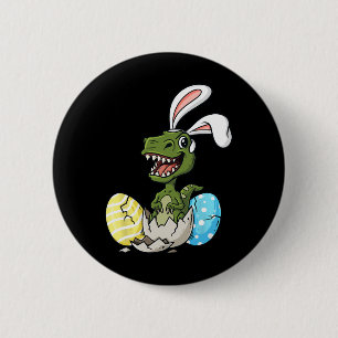 Easter Day T Rex With Bunny Ears Eggs Fun Boys Gir 2 Inch Round Button