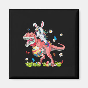 Easter Day Unicorn Riding T-rex Bunny Costume Gift Magnet